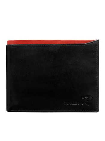 Black Horizontal Open Men's Wallet with Red Insert