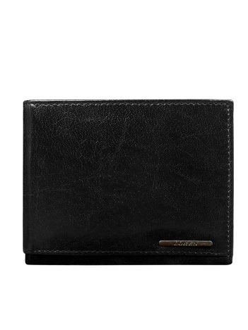 Black leather wallet without clasp for man