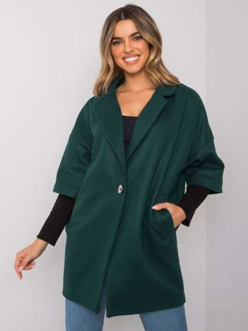 Dark Green Loose Coat Aliz RUE PARIS