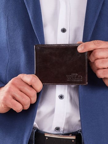 Miękki męski portfel brązowy