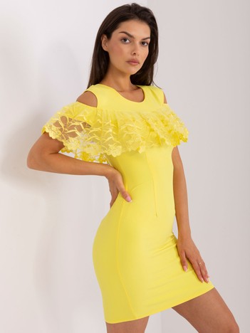 Yellow Off Shoulder Cocktail Dress 