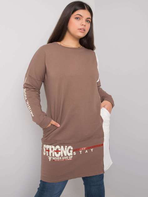 Brown cotton tunic plus size Eleasha
