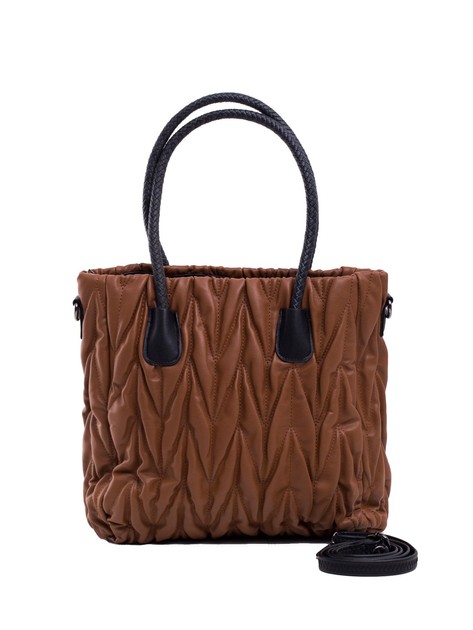 Brown eco leather quilted bag