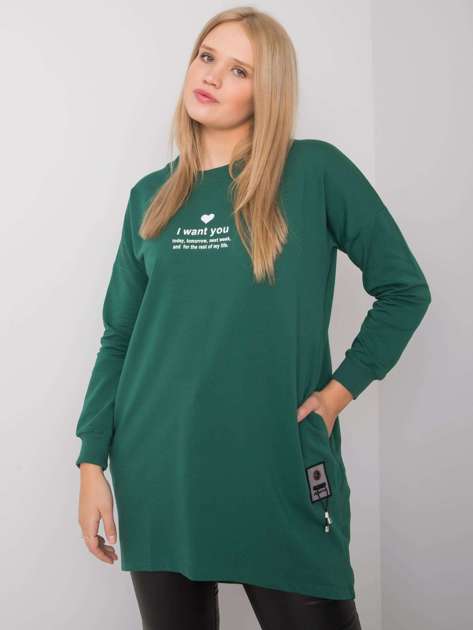 Dark Green Plus Size Tunic Maurita Cotton