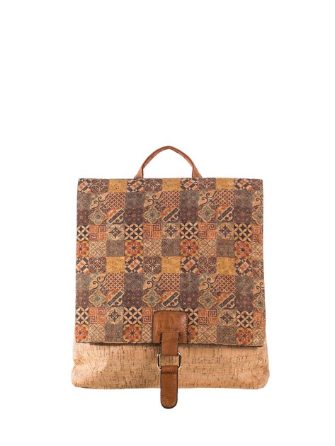 Light Brown Patterned Backpack With Magnet 