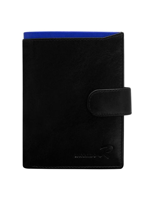 Men's leather wallet with blue insert