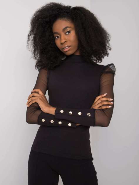 Women's black turtleneck blouse Donnah RUE PARIS